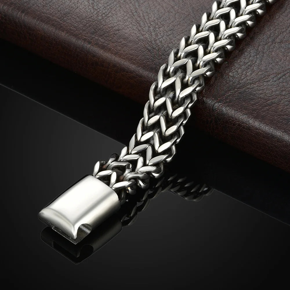 Edelstahl geflochtenes Doppelreihen-Armband
