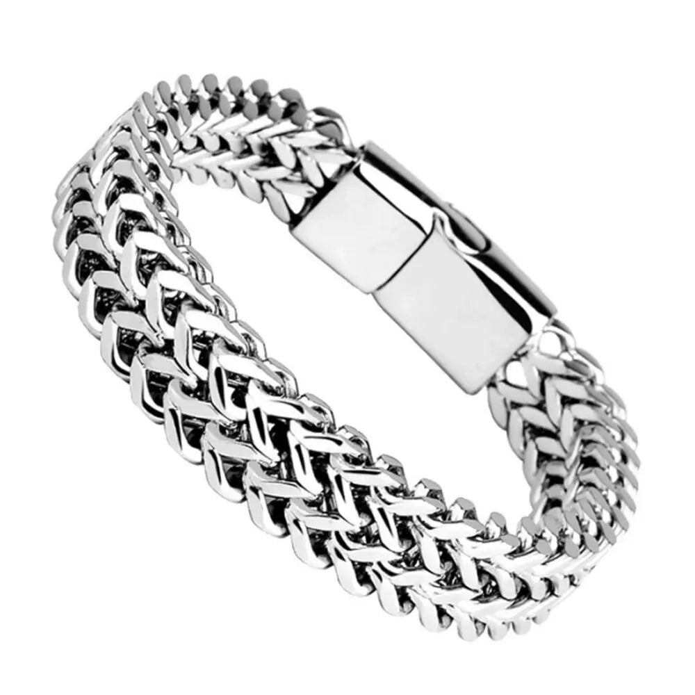 Edelstahl geflochtenes Doppelreihen-Armband