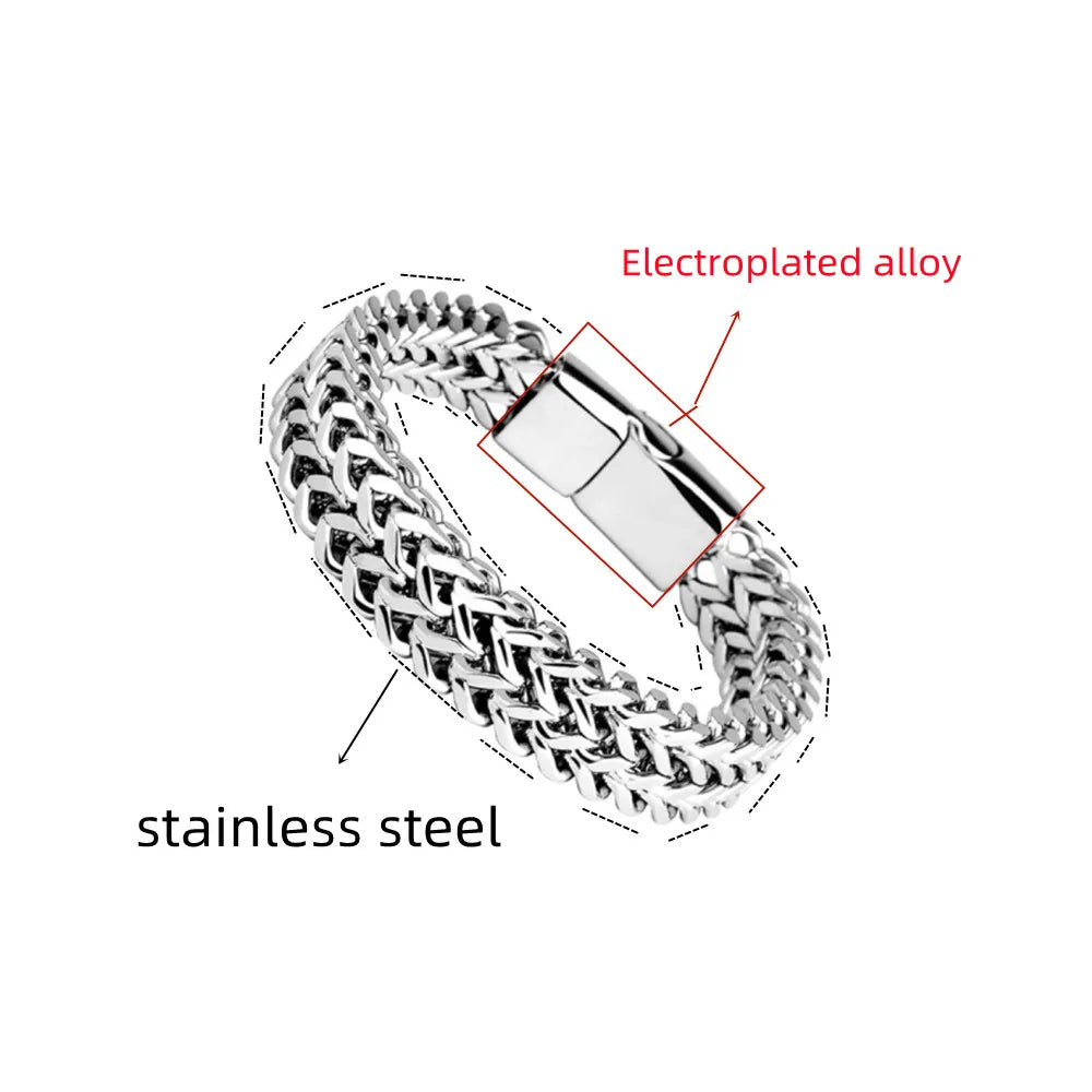 Edelstahl geflochtenes Doppelreihen-Armband