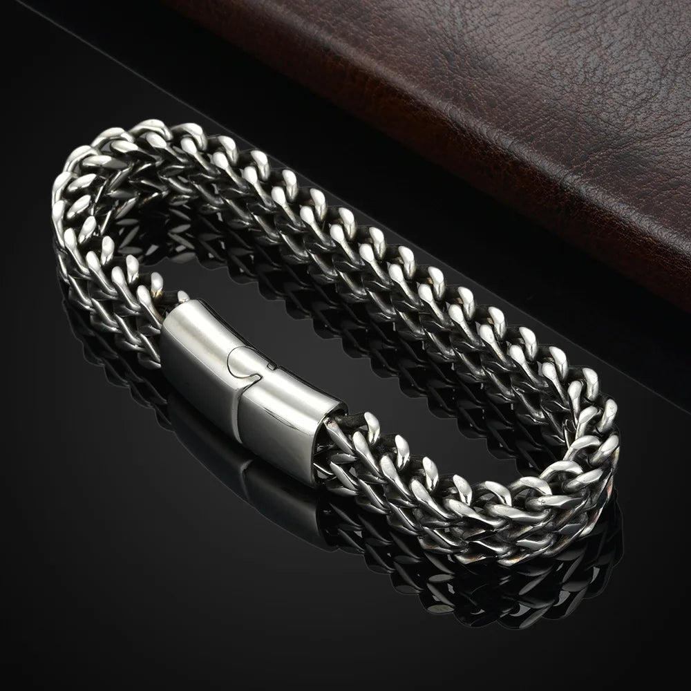 Edelstahl geflochtenes Doppelreihen-Armband